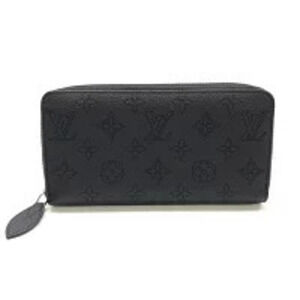 LOUIS VUITTON Zippy Wallet Mahina Leather Round Zip Fastener Black Noir Black